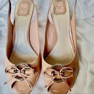Christian Dior Pink Patent Slingback Heels Size 12